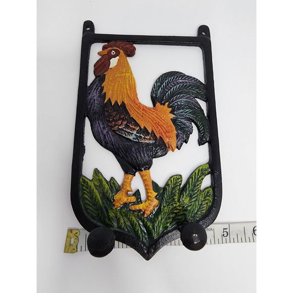 Cast Iron Rooster Chicken Hanging Hook‎ Key Holder - Picture 4 of 5